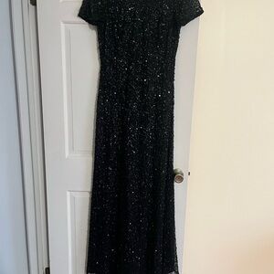 Adrianna Papell Black Sequin Maxi Dress